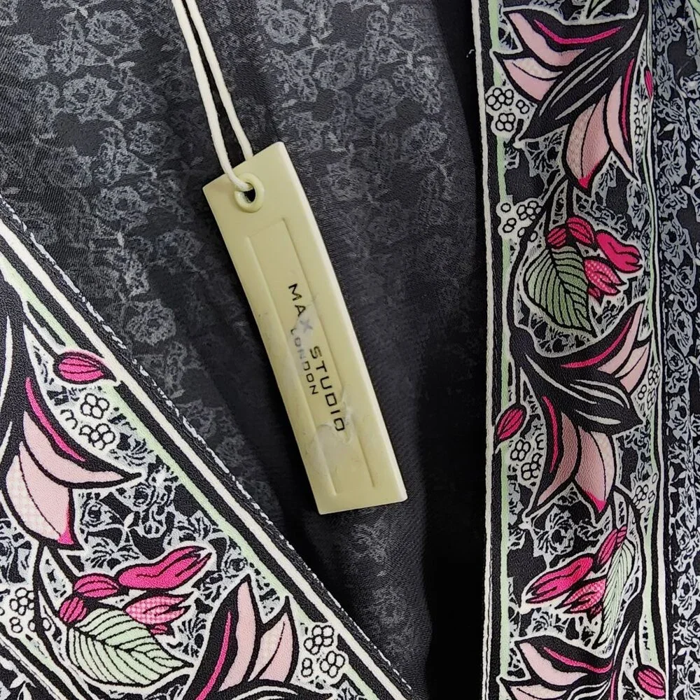 Max Studio London XS Floral Wrap Maxi Dress With Puff Sleeves - Picture 9 of 13